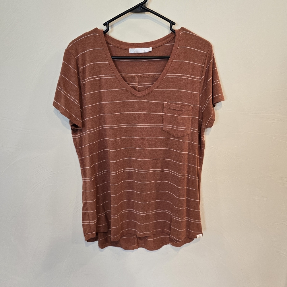 Prana Foundation Short-Sleeved T-shirt, Copper Heather Stripe, XL
